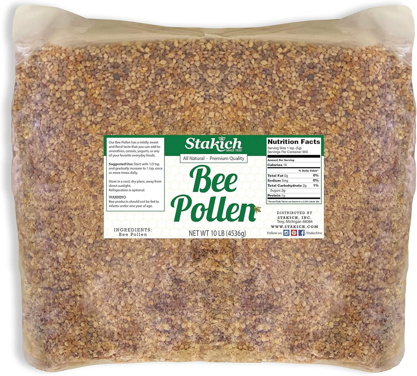 Stakich Bee Pollen - 100% Pure Natural Energy Booster