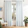 Vintage Linen Floral Curtains 84 in Length - Semi Sheer Botanical