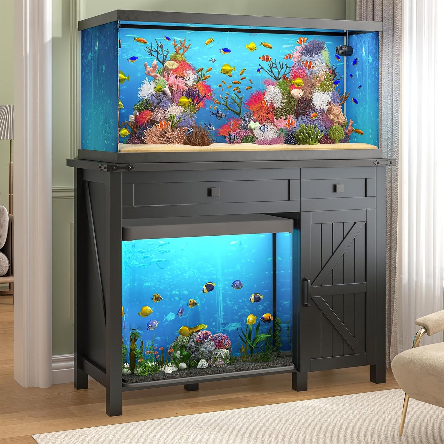 40 Gallon Aquarium Stand with Charging Station for Fish Tanks