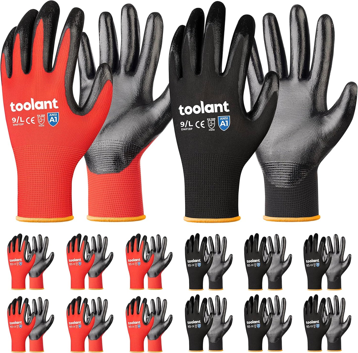 toolant Nitrile Work Gloves: Firm Grip & Oil Resistant