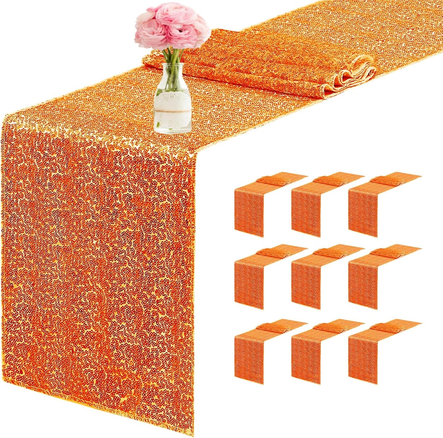 10 Packs 12 x 72 inches Sequin Table Runner for Events