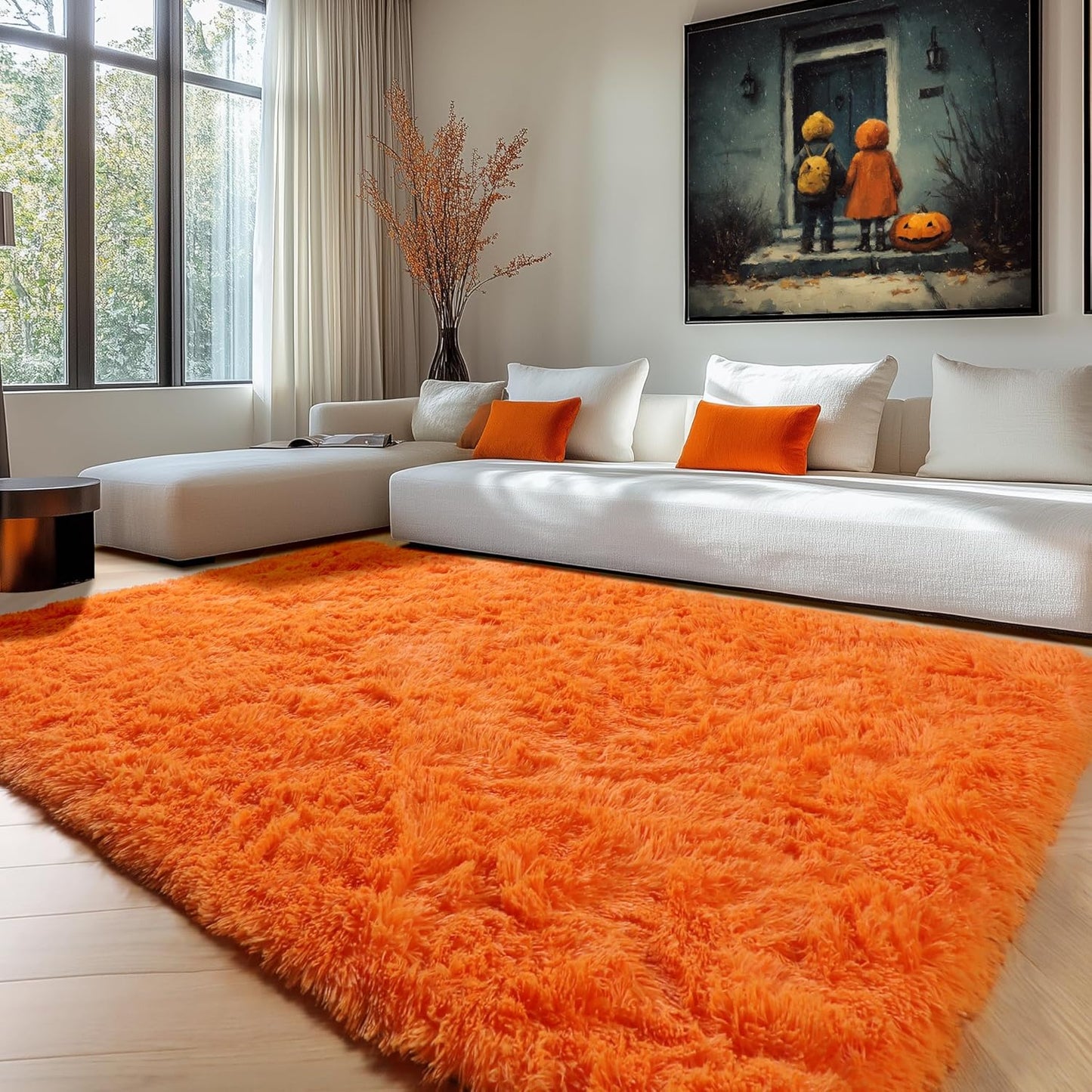 ONASAR Orange Rugs for Living Room Bedroom, Soft Plush Shaggy