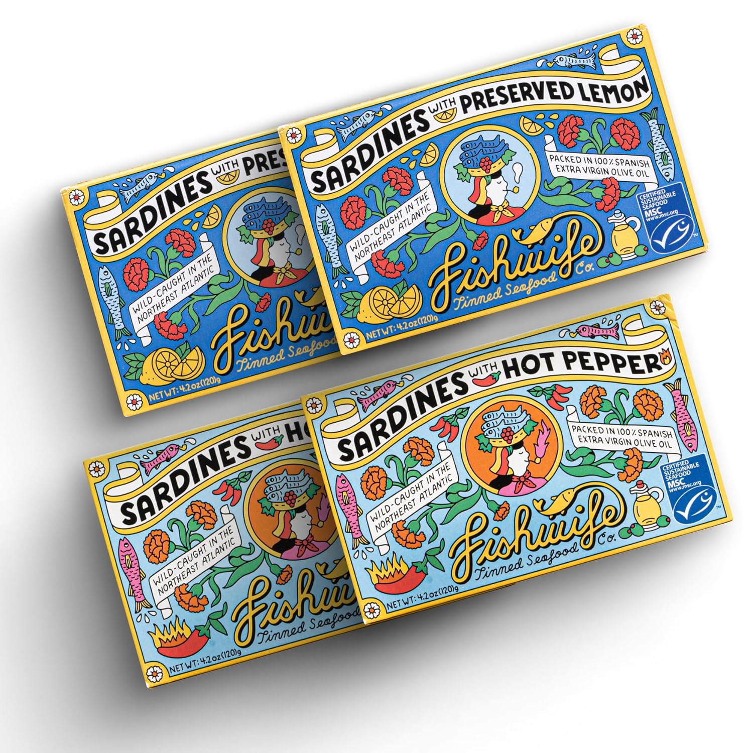 Fishwife Sardine Quad 4-Pack: Wild-Caught, Hand-Packed Delights
