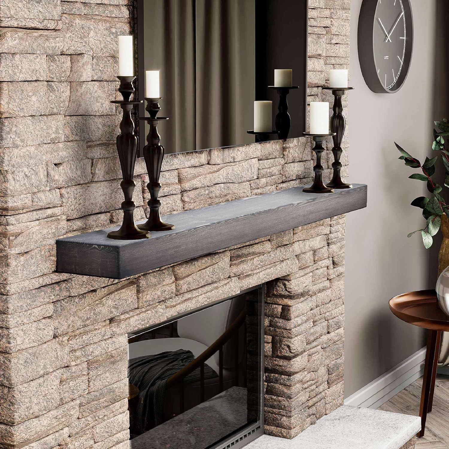 BoscoMondo 54 Inch Fireplace Mantel - Rustic Wood Floating Shelf