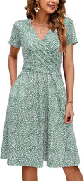 OUGES Women's 2025 V Neck Midi Maternity Nursing Dress (Style 5JLN)