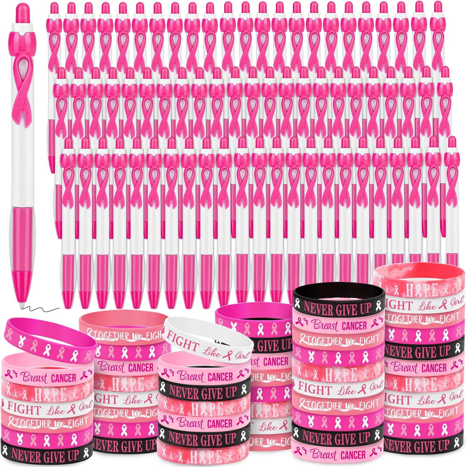 200 Pieces Breast Cancer Awareness Accessories for Charity Events