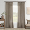 Dark Flax Curtains 102 Inches Long Pinch Pleated for Living Room