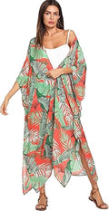 Flowy Kimono Beach Coverup Maxi Dress - Lightweight Layering Piece