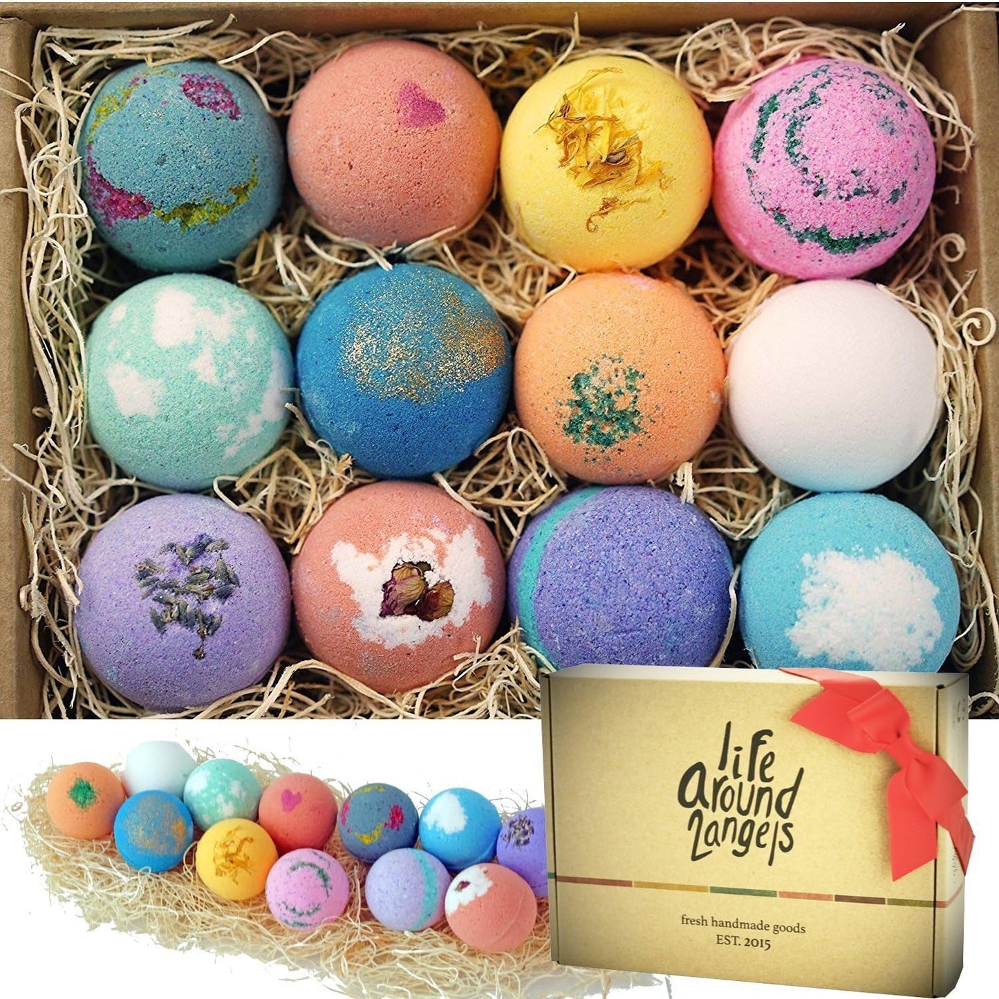 LifeAround2Angels Bath Bombs Gift Set for Relaxing Spa Experience