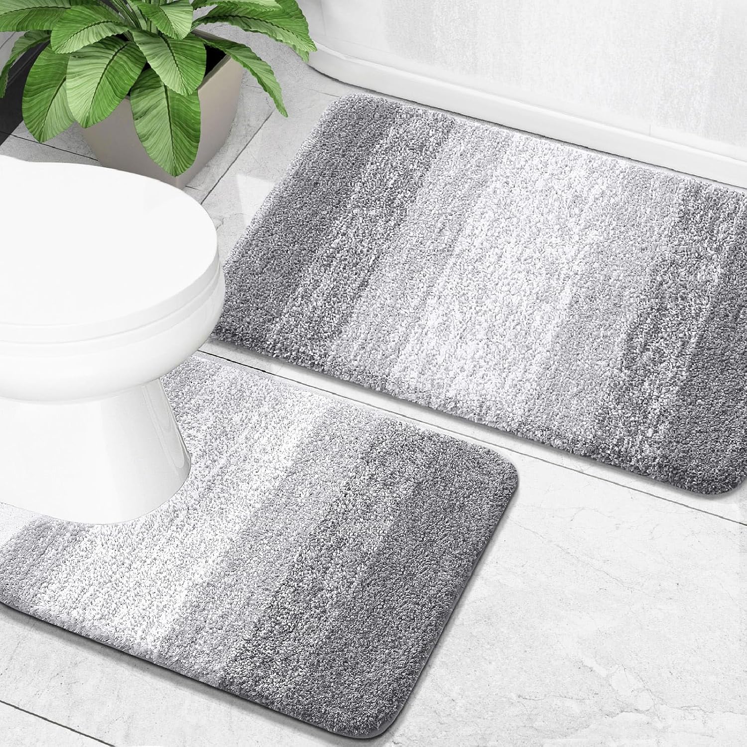 OLANLY Bathroom Rug Set 2 Piece - Soft Microfiber Mats