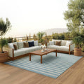 Nourison Positano 6 ft x 9 ft Fabric Aqua Ivory Area Rug - Coastal