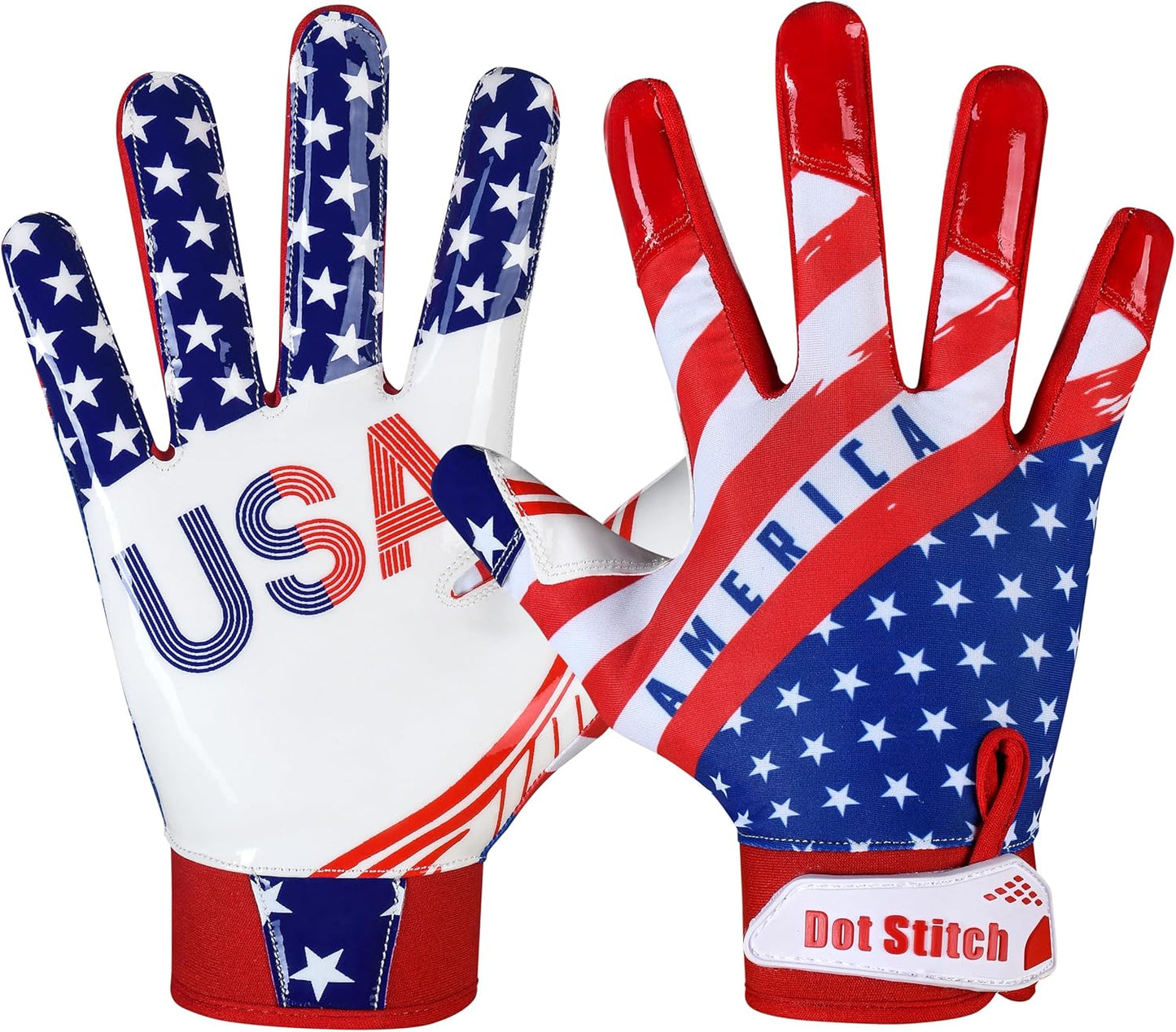 Silicone Grip Football Receiver Glove: American Flag Design
