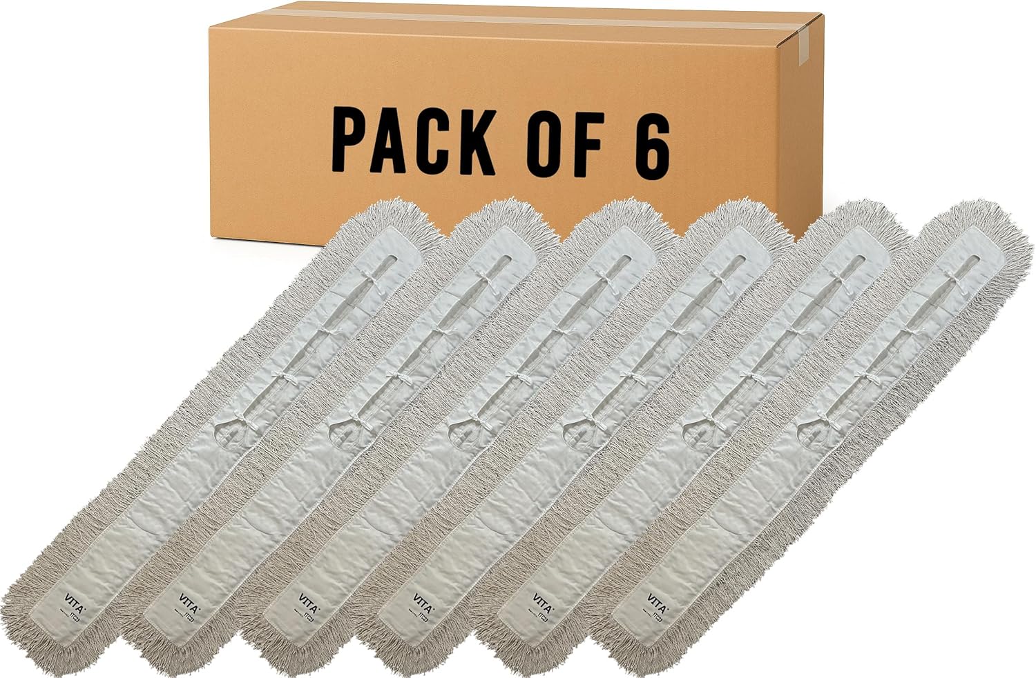 Heavy-Duty Industrial Closed-Loop Dust Mops - 60 Inch Pack of 6