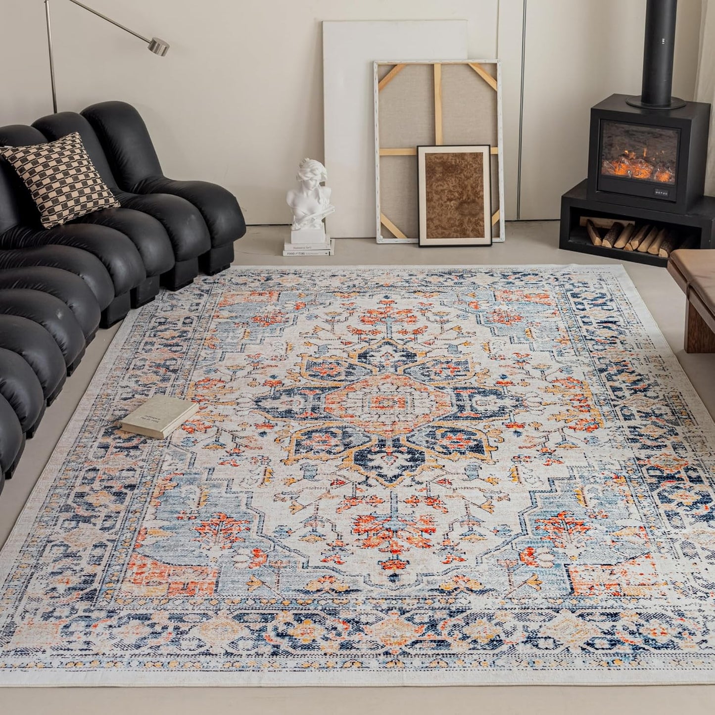 VK VKLIVING 9x12 Area Rug Washable Vintage Design for Home