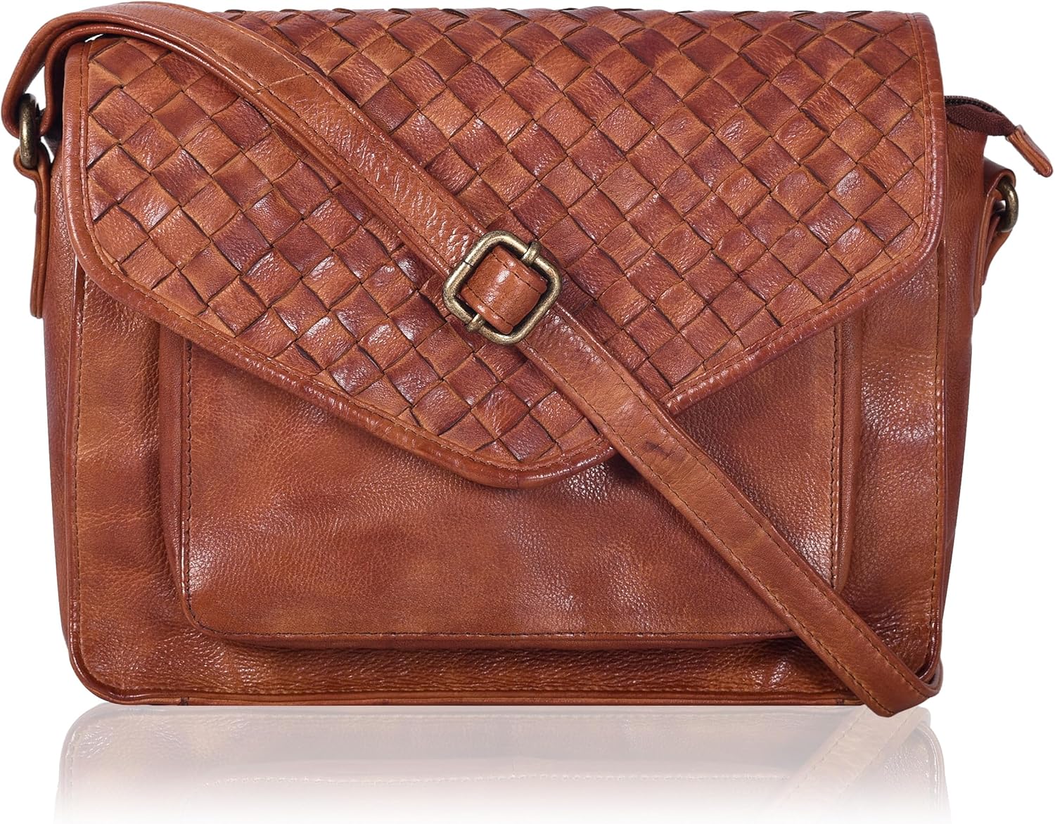 Leather Flapover Crossbody Handbag Purse for Women with Style