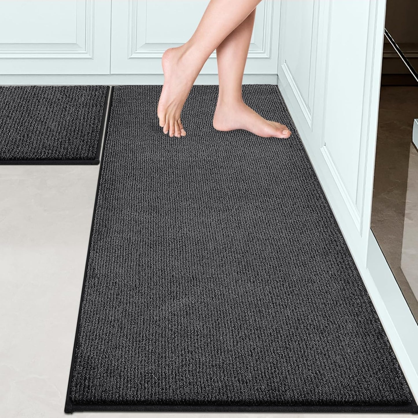 Washable Kitchen Rugs Set of 2 for Indoor Entryway and More
