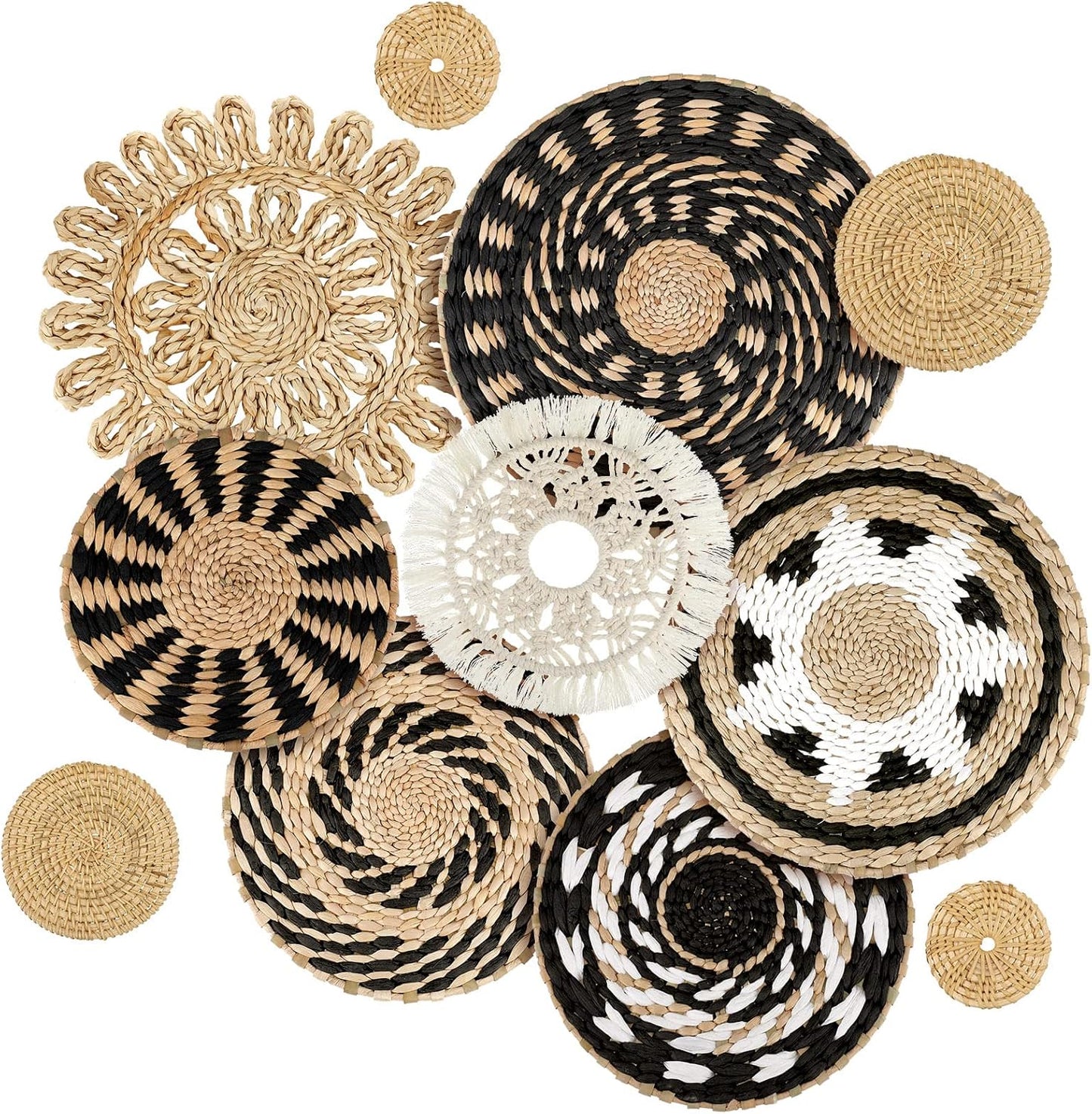 Tatuo 11 Pcs Boho Wall Basket Decor for Rustic Home Style