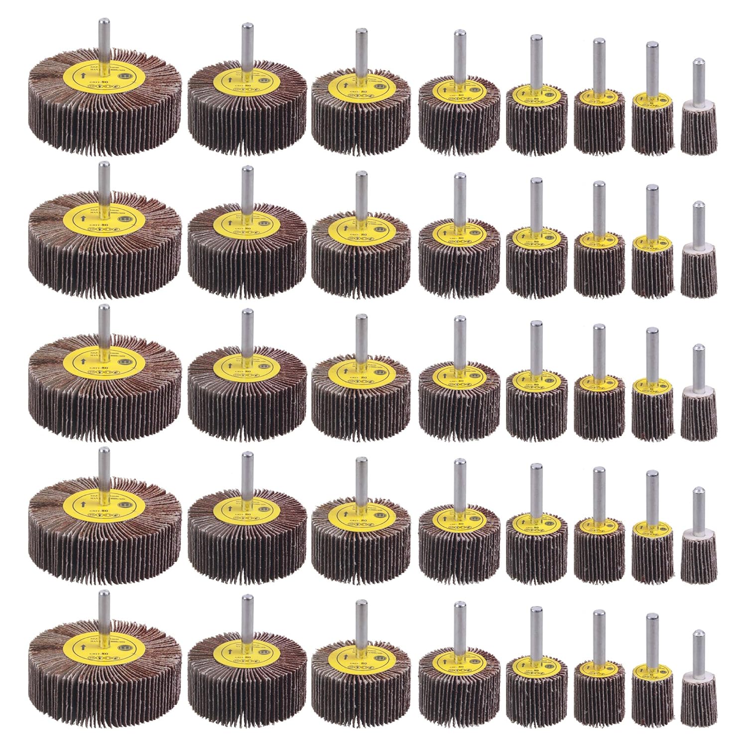 40 Pack 1/4in Abrasive Flap Wheel Sander Set for All Projects
