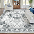 Washable Area Rug 5x7 - Stain Resistant Neutral Rug for Living Rooms