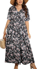Women's Plus Size Hawaii Empire Waist Boho Maxi Dress - Comfortable