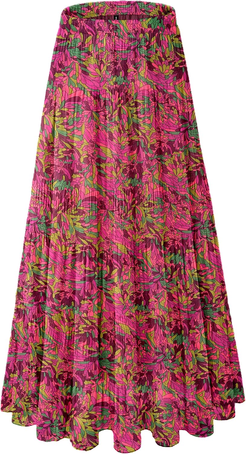 Women's Chiffon White Flowy Maxi Skirts for Boho Fall Style