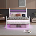 Full Size Bed Frame with Headboard and Footboard - LED USB Charging