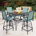 PHI VILLA Outdoor Patio Bar Set, 5 Piece - Durable All-Weather Bar Set