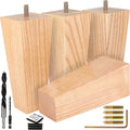 Premium Ash Wood Square Furniture Legs Set of 4 - Full Install Kit
