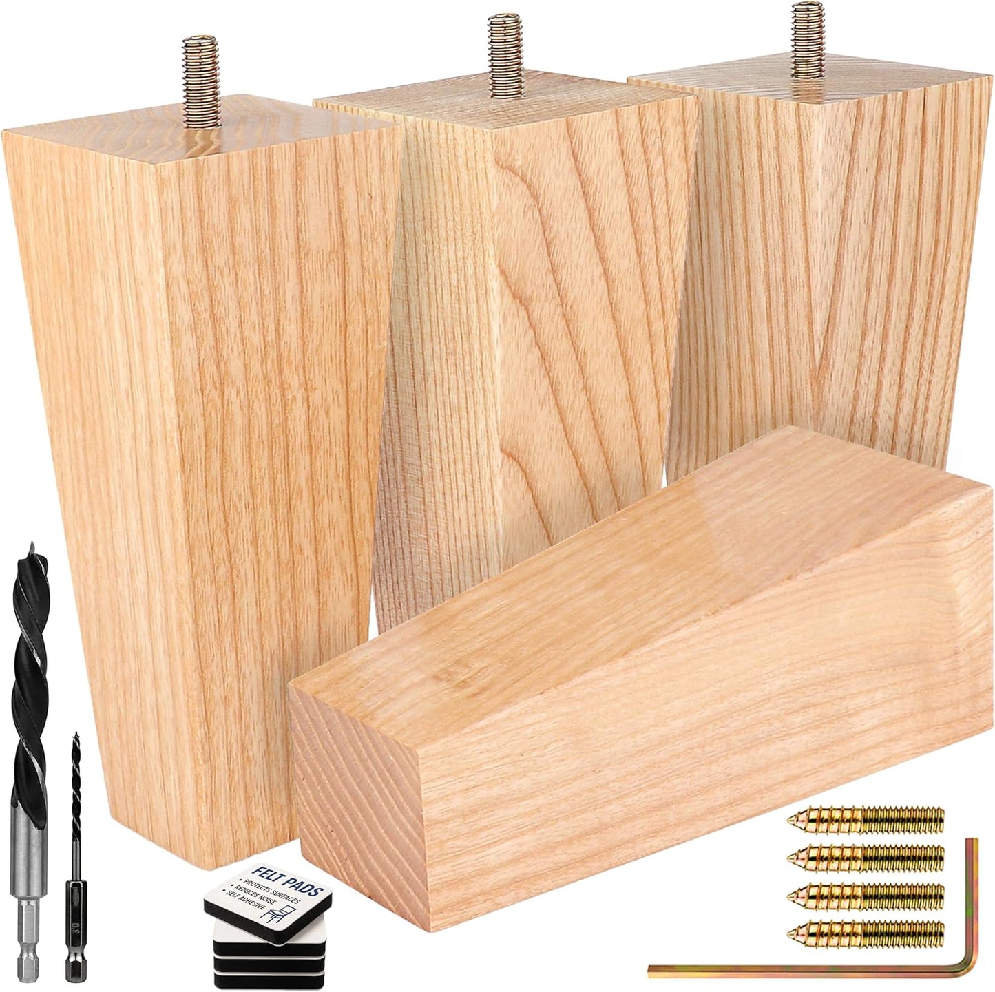Premium Ash Wood Square Furniture Legs for Stylish Home Decor