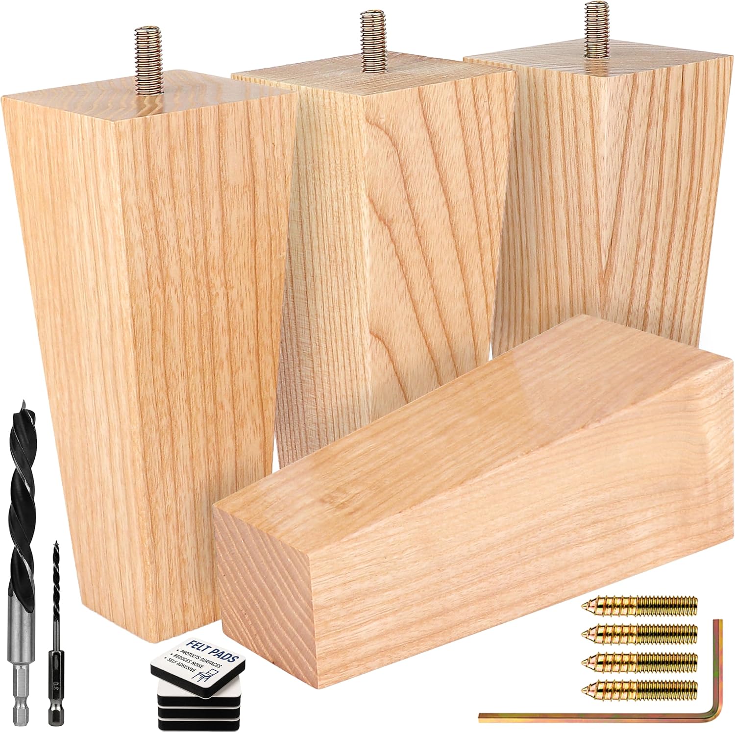 Premium Ash Wood Square Furniture Legs for Stylish Home Decor