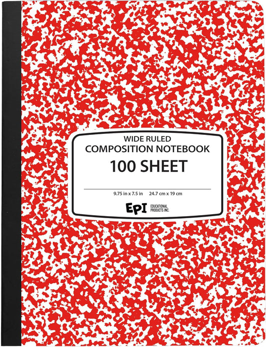 12-Pack Red Marble Composition Notebooks, 100 Sheets
