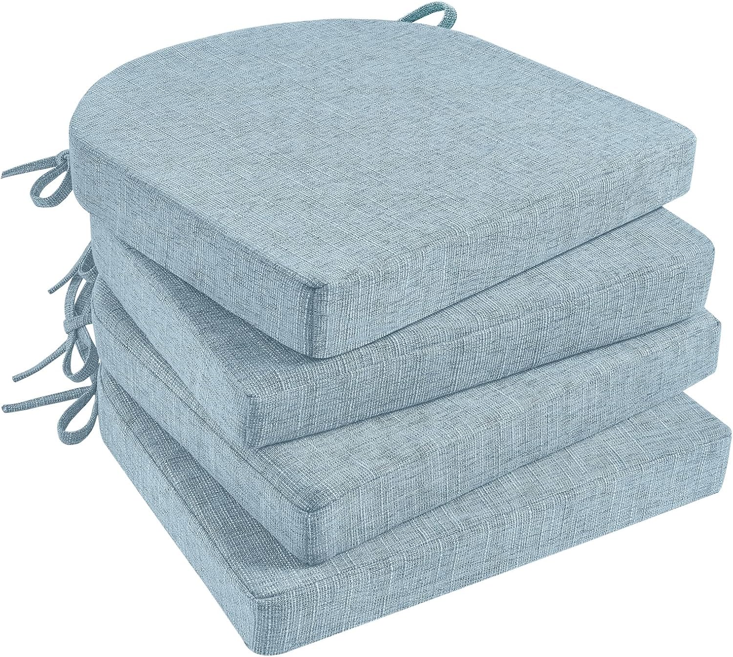 Basic Beyond Chair Cushions for Dining Chairs with Ties, Baby Blue