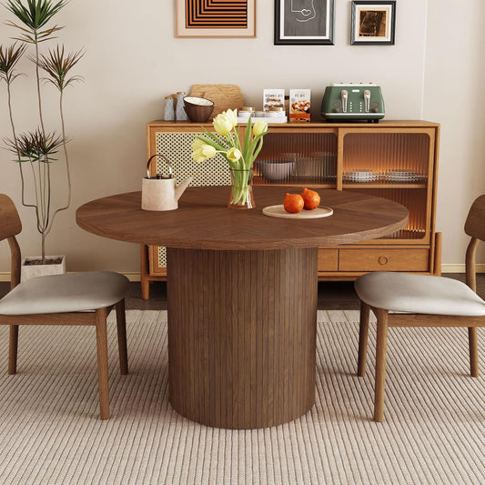 Round Dining Table for 4, Modern Farmhouse Kitchen Table