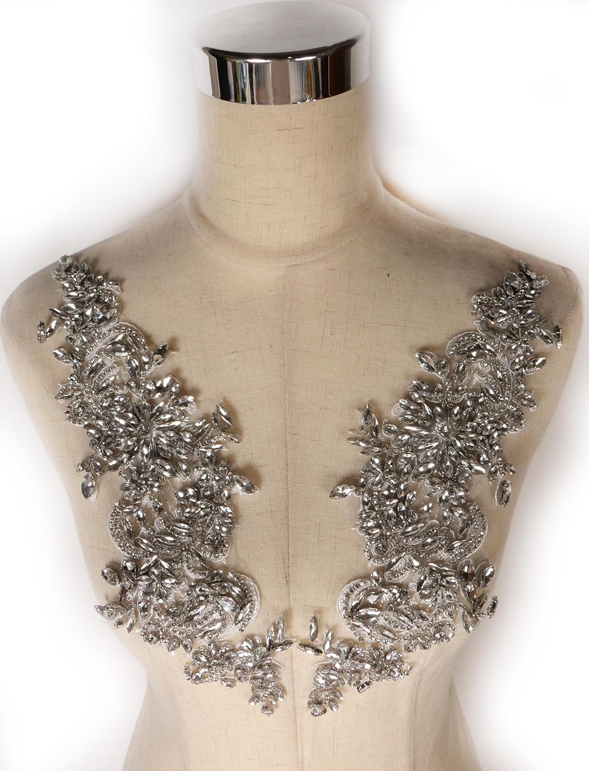 Luxury Look Shiny Rhinestone Pair Applique Patch for Dress
