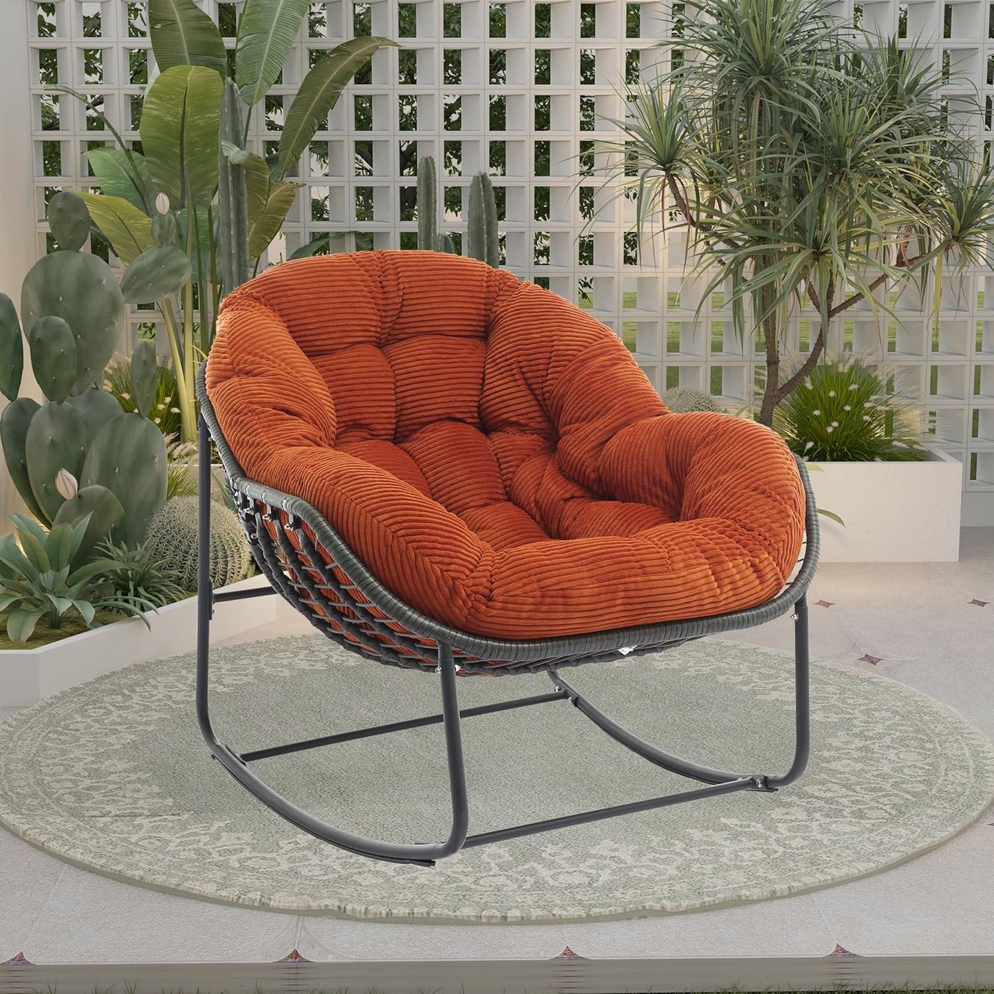 Oversized Outdoor Papasan Rocking Chair for Ultimate Comfort