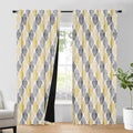 50x96 Blackout Curtains 2 Panels - Moroccan Geo Yellow Grey