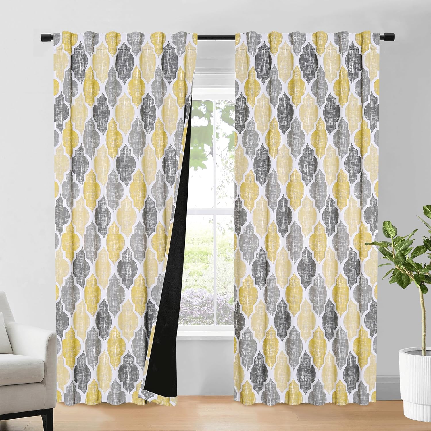 Beauoop 100% Blackout Curtains for Bedroom and Living Room