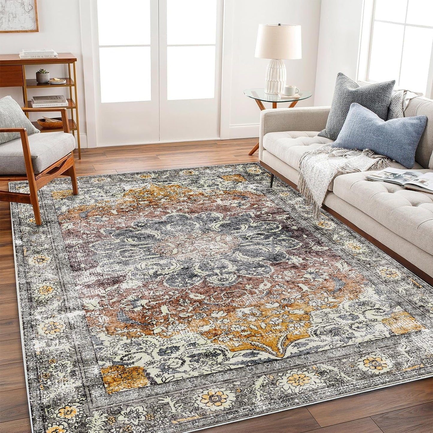 Area Rug 4x6 Washable Vintage Traditional Floor Covering