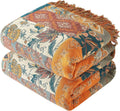 Boho Throw Blanket for Couch Sofa Bed 100% Cotton Woven Quilt - Soft
