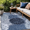 Floral Indoor Outdoor Rug 8x10 Navy - Washable, Stain Resistant