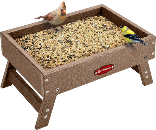 Kingsyard Ground Bird Feeder for Outdoors - Large Capacity Feeder