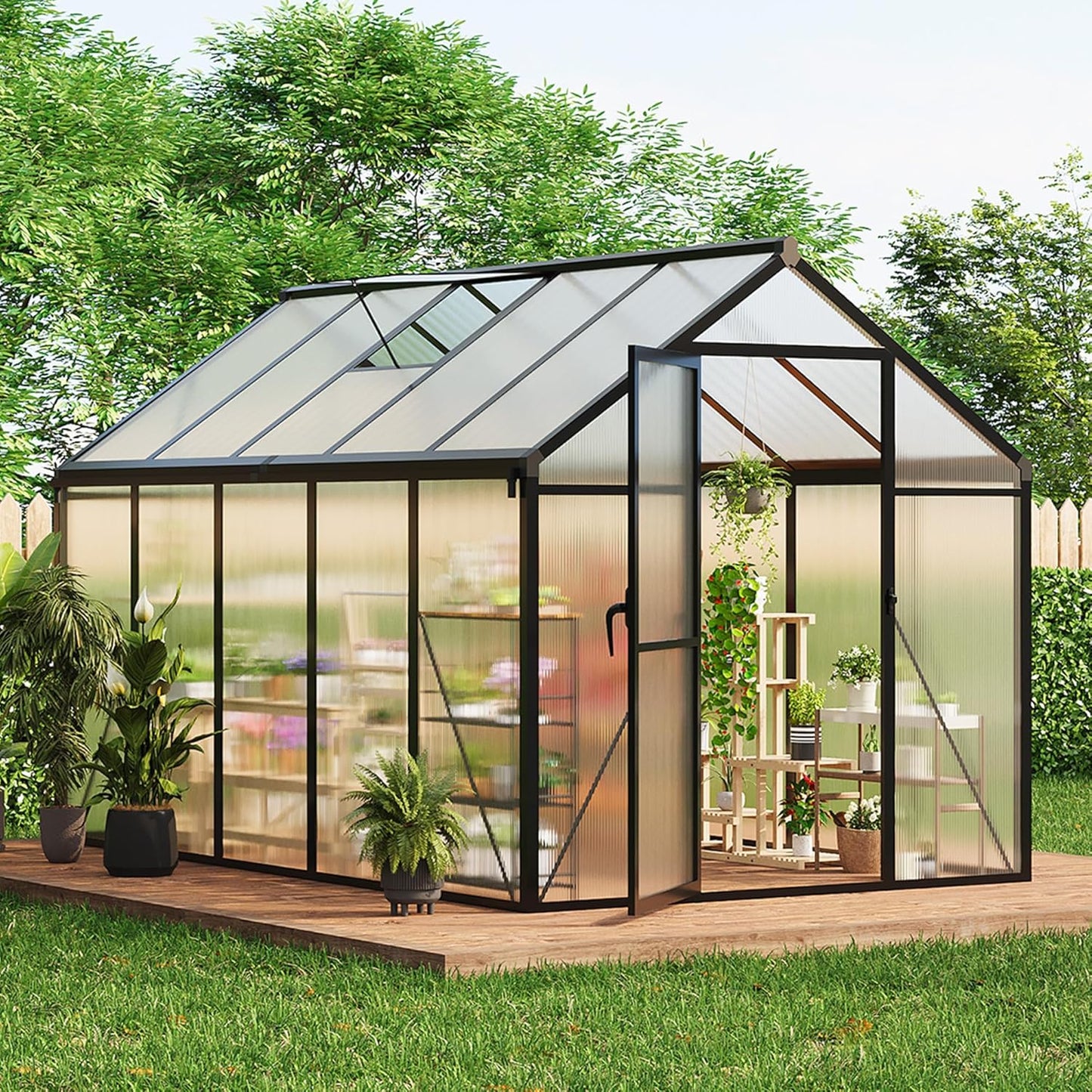 6x10 FT Greenhouse for Outdoors with Lockable Push Door