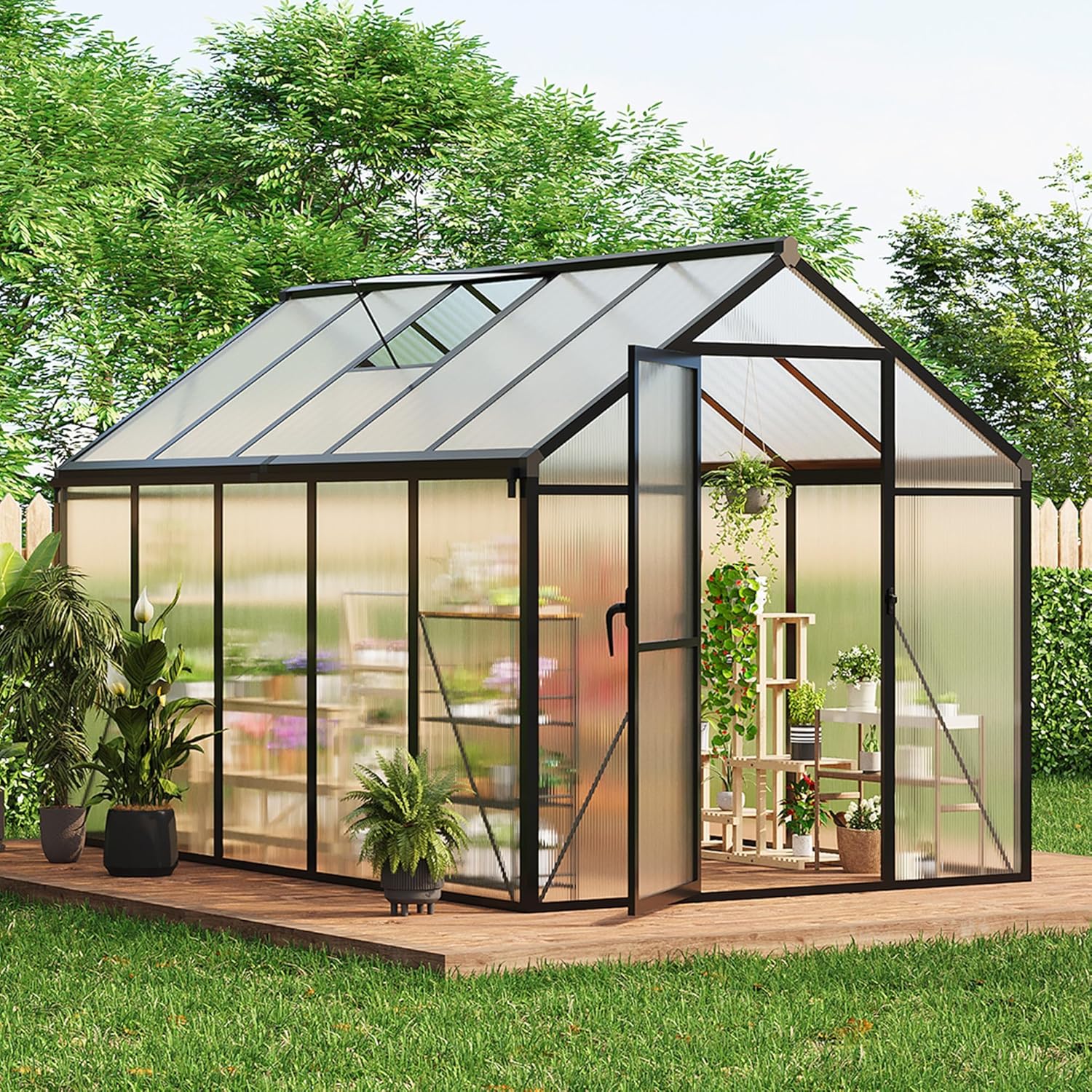 6x10 FT Greenhouse for Outdoors with Lockable Push Door