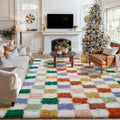 Checkered Rug 9x12 for Living Room - Super Soft Indoor Carpet