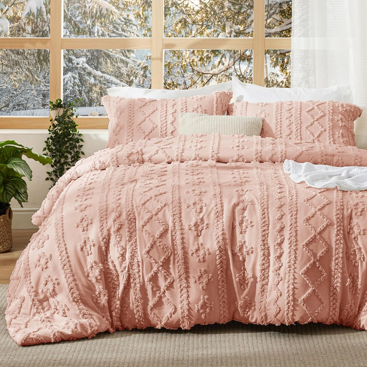Bedsure Tufted Boho Comforter Set for Twin Size Beds