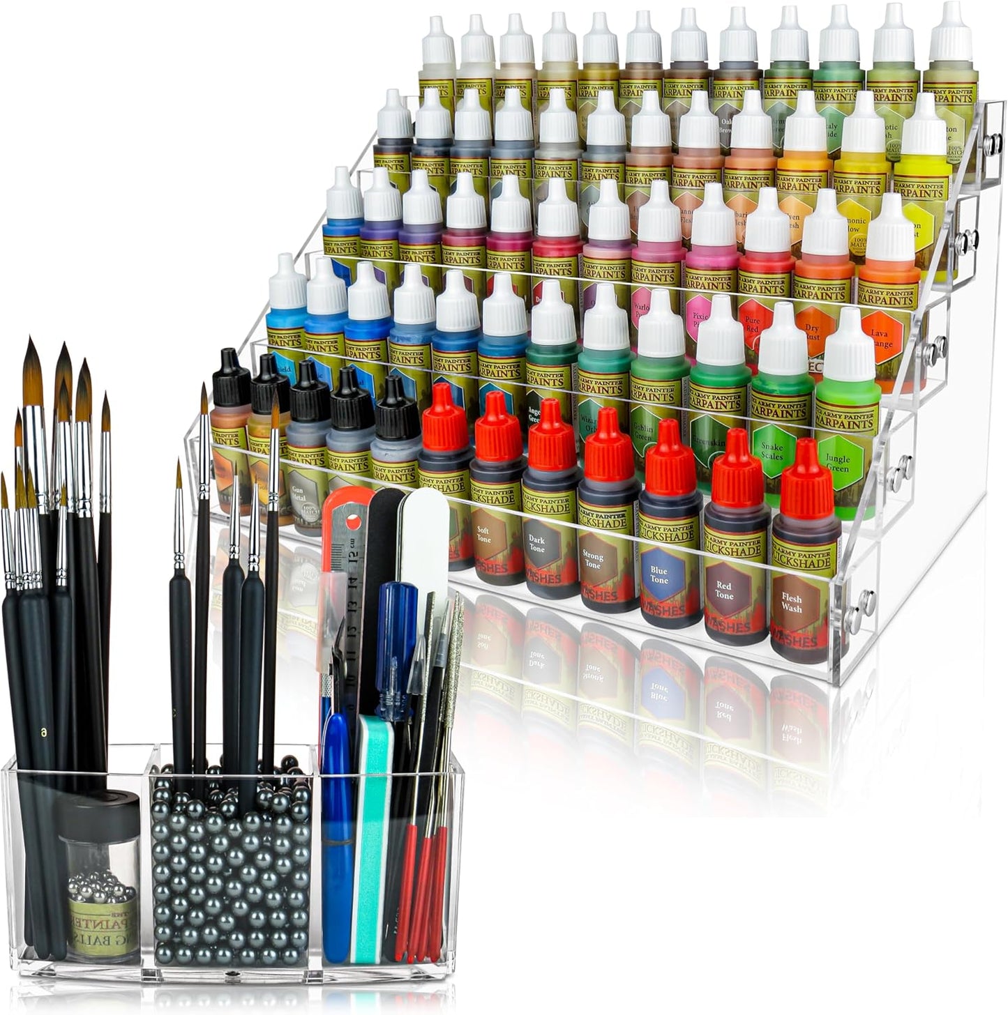 Acrylic Paint Organizer & Brush Holder Set for Hobbyists