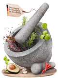 ChefSofi Extra Large 8 in Mortar and Pestle Set - 5 Cup Granite