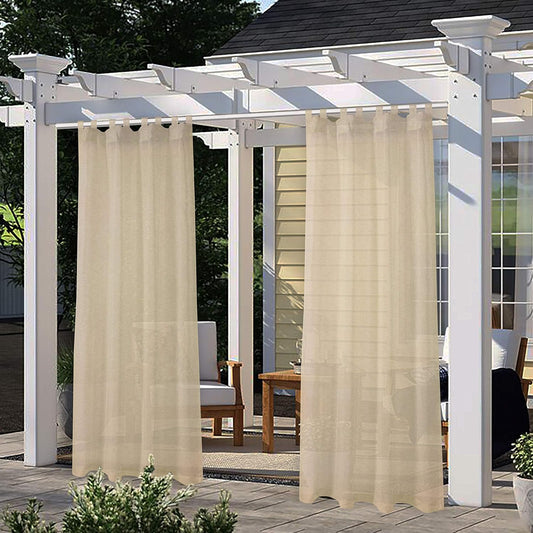 LORDTEX Burlap Linen Look Outdoor Curtain for Patio and More