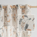 MYSKY HOME Linen Curtains for Living Room with Bird Leaves Design