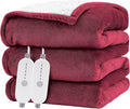 Heated Blanket Queen 84x90 Red - Soft Fleece & Flannel